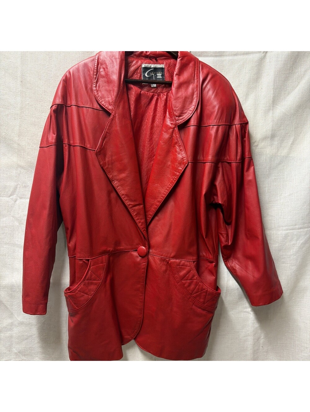 Vintage 90’s Global Identity G-III Women’s Red Leather Jacket Sz L